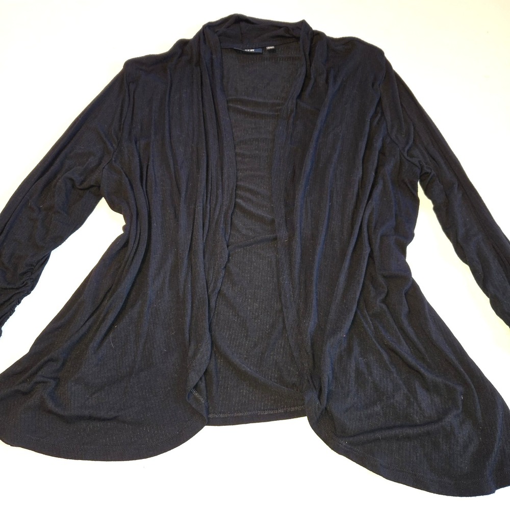 Apt‎ 9 Black Semi Sheer Open Front 3/4 Sleeve Lightweight Cardigan Petite L